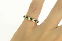 14K Yellow Gold 0.72 Ctw Diamond Emerald Wedding Band Ring