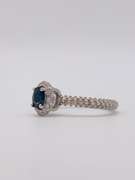 14kt Solid White Gold, Blue Sapphire, & Diamond Cocktail Ring