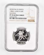 PF70 UCAM 1980(L) USSR 150 Platinum Rubles Moscow Olympics Running NGC