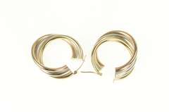Sterling Silver 35mm Tri Tone Twist Statement Hoop Earrings