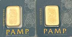 Two one gram gold bars