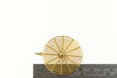 18K Yellow Gold 3D Elaborate Woven Spider Web Halloween Charm/Pendant