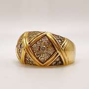 14kt Solid Yellow Gold & Diamond Band Ring