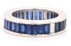 Favero 0.39ctw Baguette Diamond & 5.40ctw Baguette Sapphire Eternity Ring in 18K