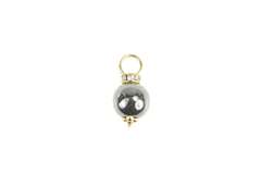 14K Yellow Gold Hematite Sphere Ball Rhinestone Slide Pendant