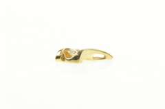 14K Yellow Gold 0.40 Ct Diamond Solitaire Swirl Drop Twist Pendant