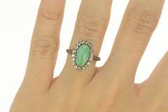 14K Yellow Gold Victorian Oval Turquoise White Sapphire Halo Ring