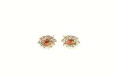 14K Yellow Gold Marquise Ruby Diamond Halo Stud Earrings