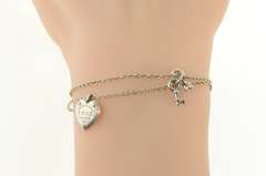 Sterling Silver Tiffany & Co Love Heart Key Layered Chain Bracelet