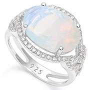 6 1/3ct CREATED FIRE OPAL & 1/3ct CREATED WHITE SAPPHIRE STERLING SI