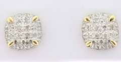 Cushioned Diamond Studded Earrings with 10k Yellow Gold