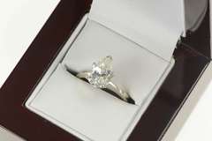 14K White Gold Pear Solitaire Classic Travel Engagement Ring