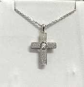 Beautiful Platinum over Sterling silver Cross center stone Dancing pendant