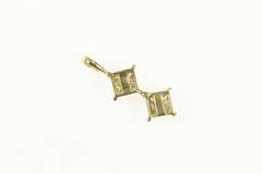 14K Yellow Gold Square Invisible Princess Diamond Cluster Pendant