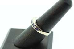 14kt Solid White Gold, Tanzanite, & Diamond Band Ring