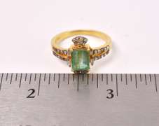 Dazzling 2.11CTW Natural Emerald & 0.27CTW Diamond Ring in Gold Plated Sterling Silver