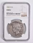 FAIR 2 1922-S Peace Silver Dollar NGC Lowball Low Ball