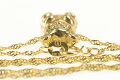14K Yellow Gold Puffy Teddy Bear Stuffed Animal Twist Chain Necklace