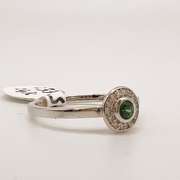 14kt Solid White Gold, Green Sapphire & Diamond Ring