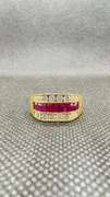 UNISEX 14K YELLOW GOLD 1 CT DIAMOND AND 1 CT RUBY RING
