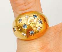 14kt Solid Yellow Gold & Diamond Dome Cocktail Ring