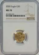 Superb NGC MS70 graded 2020 $5 American Gold Eagle coin