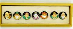 Toshikane Japan 7 Fortune Gods Handpainted Buttons