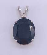 14kt Gold, Blue Sapphire, & Diamond Pendant