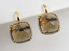 Darling Smokey Topaz & Diamond Earrings in 14K YG