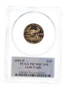 PR70 DCAM 1991-P $10 American Gold Eagle 1/4 Oz Fine Gold Graded PCGS