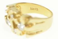 14K Yellow Gold 0.64 Ctw Diamond Textured Nugget Statement Ring