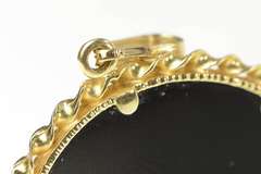 14K Yellow Gold Jesus Crown of Thorns Onyx Diamond Christian Pendant