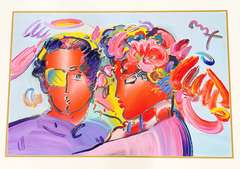 Peter Max, Original Painting, Mixed Media on Paper- Zero In Love