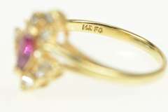 14K Yellow Gold Marquise Ruby Diamond Halo Engagement Ring