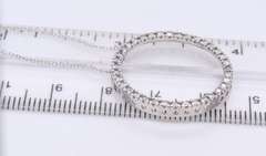 Brilliant White Gold approximate 0.50ctw Diamond Circle Pendant on Chain Necklace