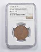 MS62 BN (1833) I Take The Responsibility Hard Times Token HT-70 NGC