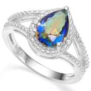 SILVER 7*10 MM 1.79CT BLUE MYSTIC GEMSTONE RING