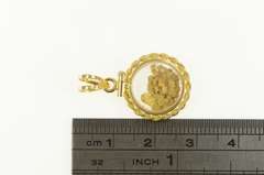 14K Yellow Gold Rope Trim Gold Nugget Raw Pebble Capsule Pendant