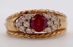 18kt Solid Yellow Gold, Ruby, & Diamond Ring