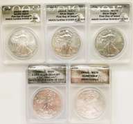 5 MS70 ASE silver coins