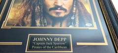 Johnny Depp Autographed Framed Metalic Pirates of The Caribbean Photo ACOA