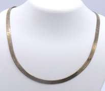 Vintage Italian 925 Sterling Silver Herringbone Necklace