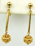 Vintage 14K Gold Etruscan Drop Earrings