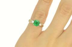 14K White Gold 1.29 Ctw Natural Emerald Diamond Engagement Ring