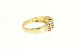 10K Yellow Gold Ruby Diamond Tiered Statement Band Ring