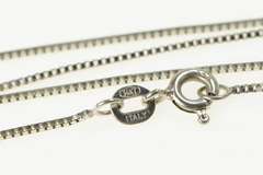 14K White Gold 0.8mm Classic Square Chain Box Link Necklace