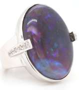 8.75ct Oval Opal and 0.25ctw Diamond Ring in 14K