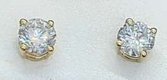 0.70 CARAT T.W. ROUND BRILLIANT STUD EARRINGS WITH 14K YELLOW GOLD SETTING