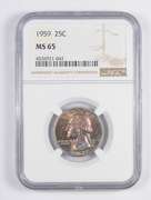 MS65 1959 Washington Quarter - CRAZY TONING - Graded NGC