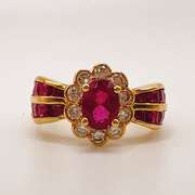18kt Solid Yellow Gold, Ruby, & Diamond Ring